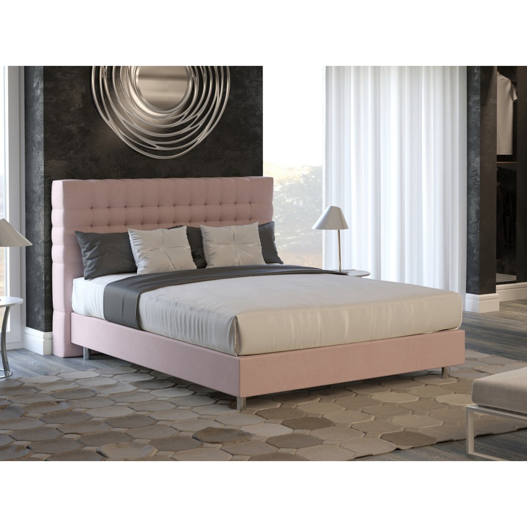 Кровать полутораспальная Tallinn Boxspring Standart  ORM_140-200-TallinnBoxspringStandart-UltraPinkMousse