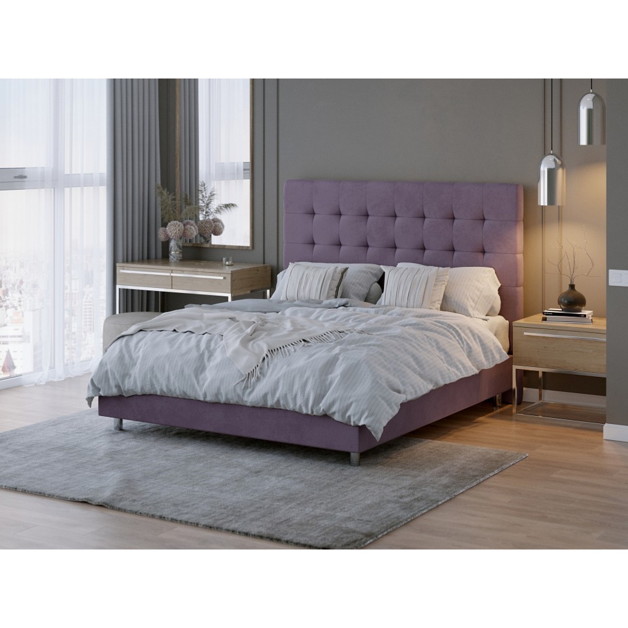 Кровать односпальная Madrid Boxspring Standart  ORM_90-200-MadridBoxspringStandart-UltraPlum