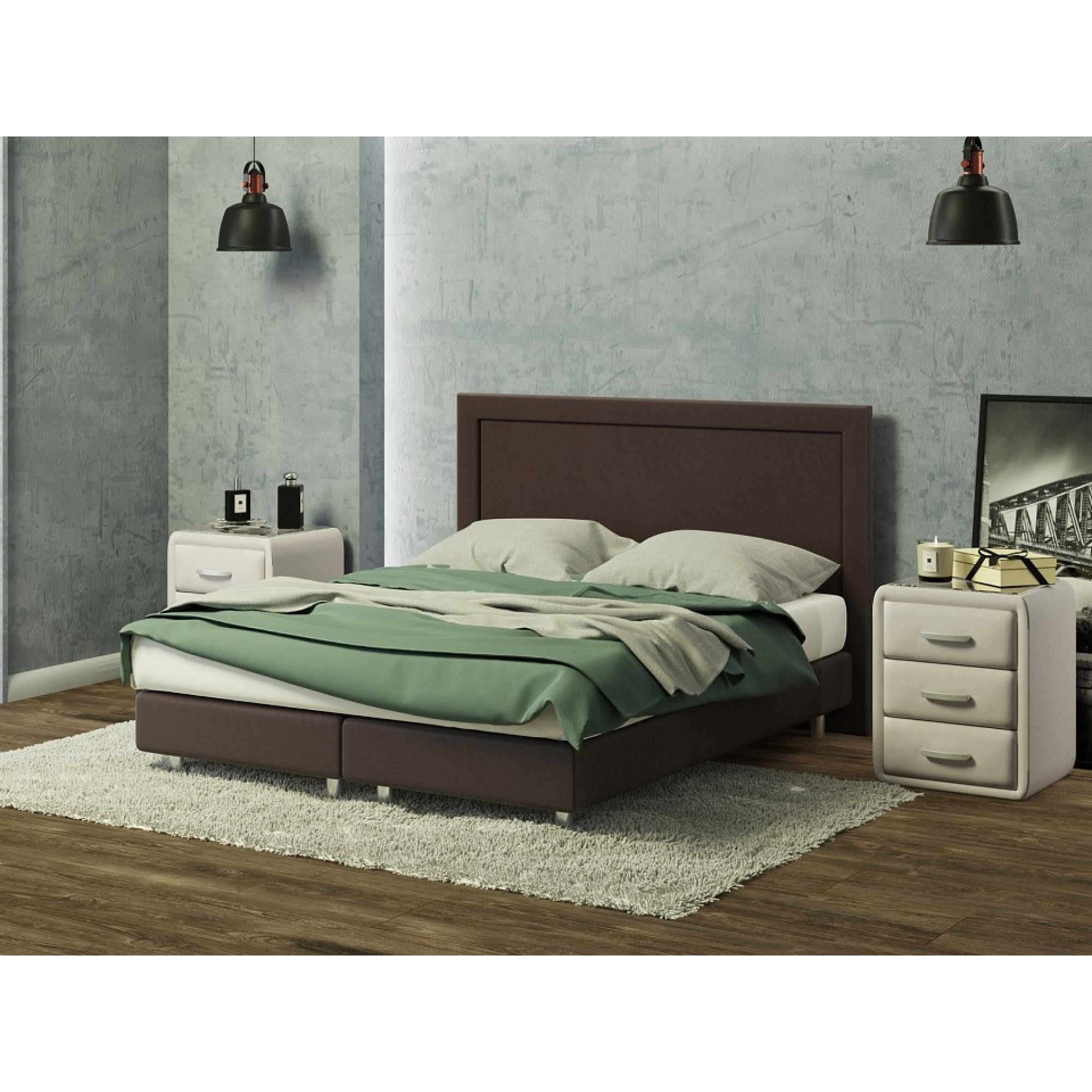 Кровать двуспальная London Boxspring Lift  ORM_160-200-LondonBoxspringLift-Monopoly237