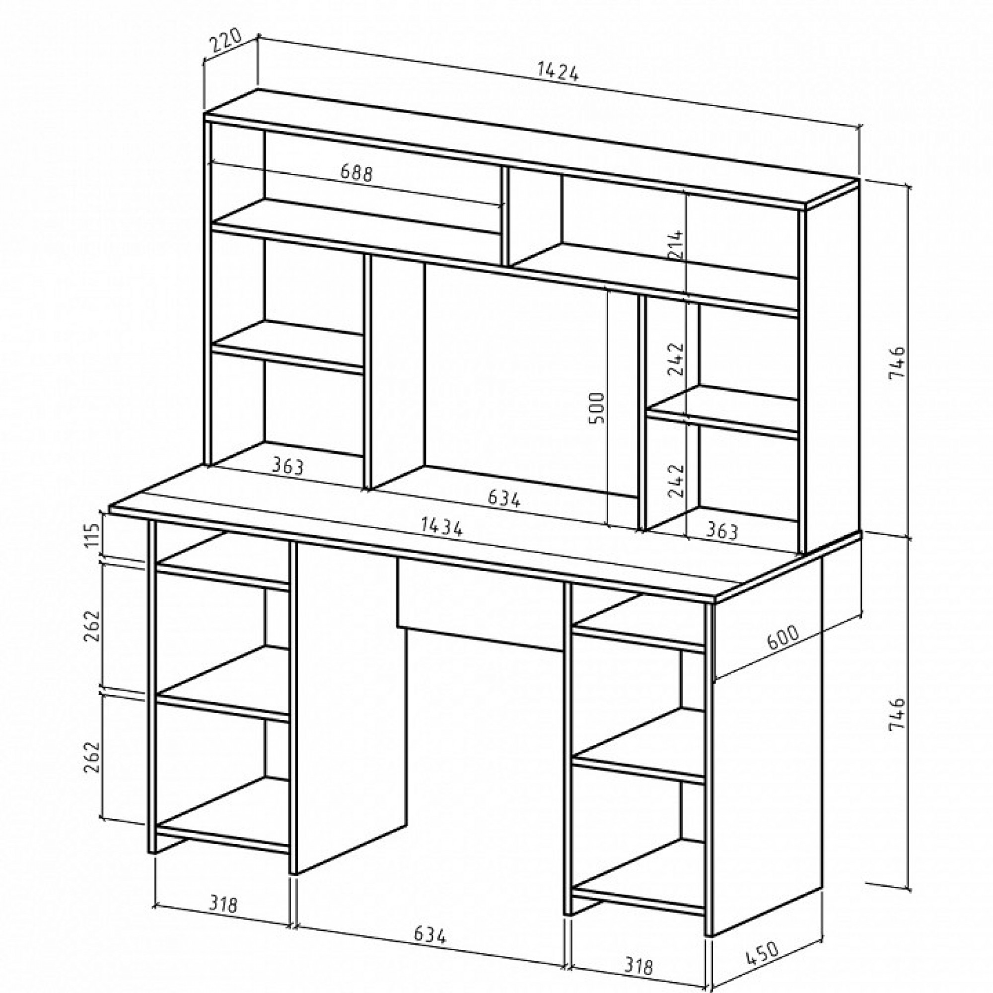 Стол компьютерный Лайт-6 СН    MAS_PSLT-6-SN-DSB