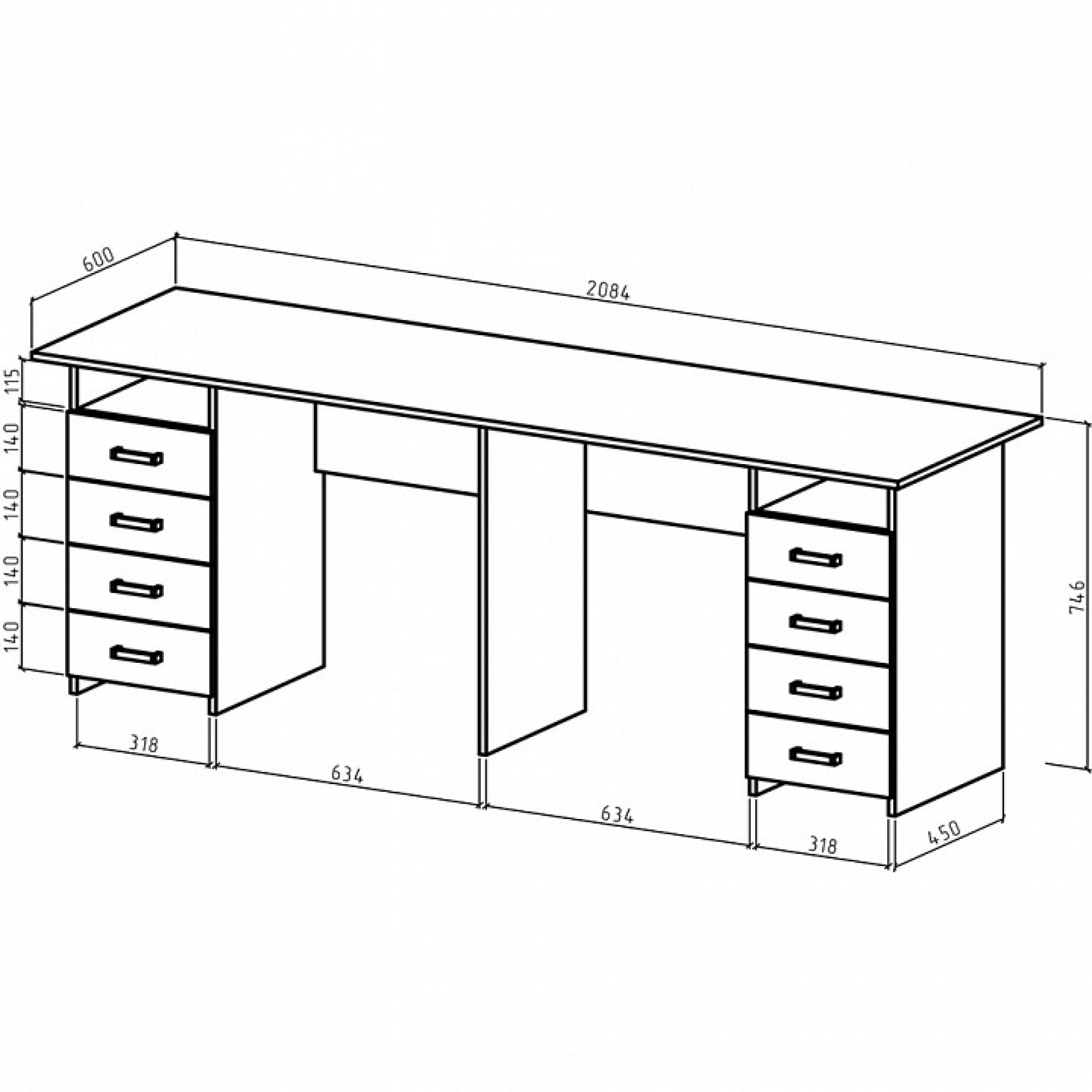 Стол письменный Лайт-15    MAS_PSLT-15-DSB