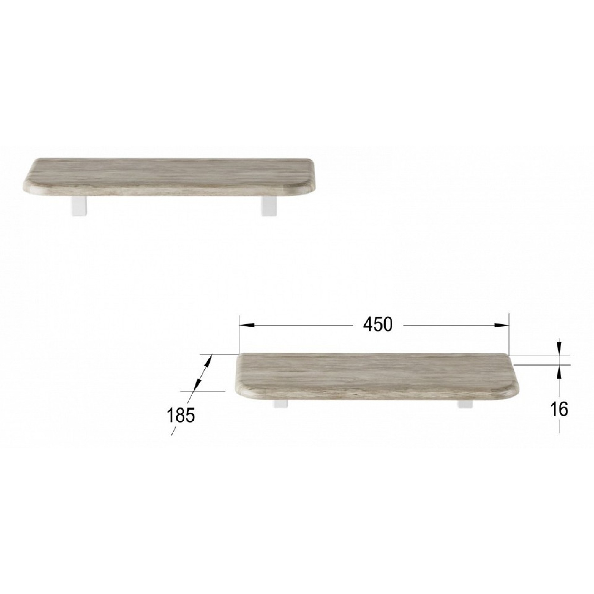 Набор из 2 полок навесных Сочи 450 древесина коричневая светлая дуб 450x185x16(KLF_9374506902)