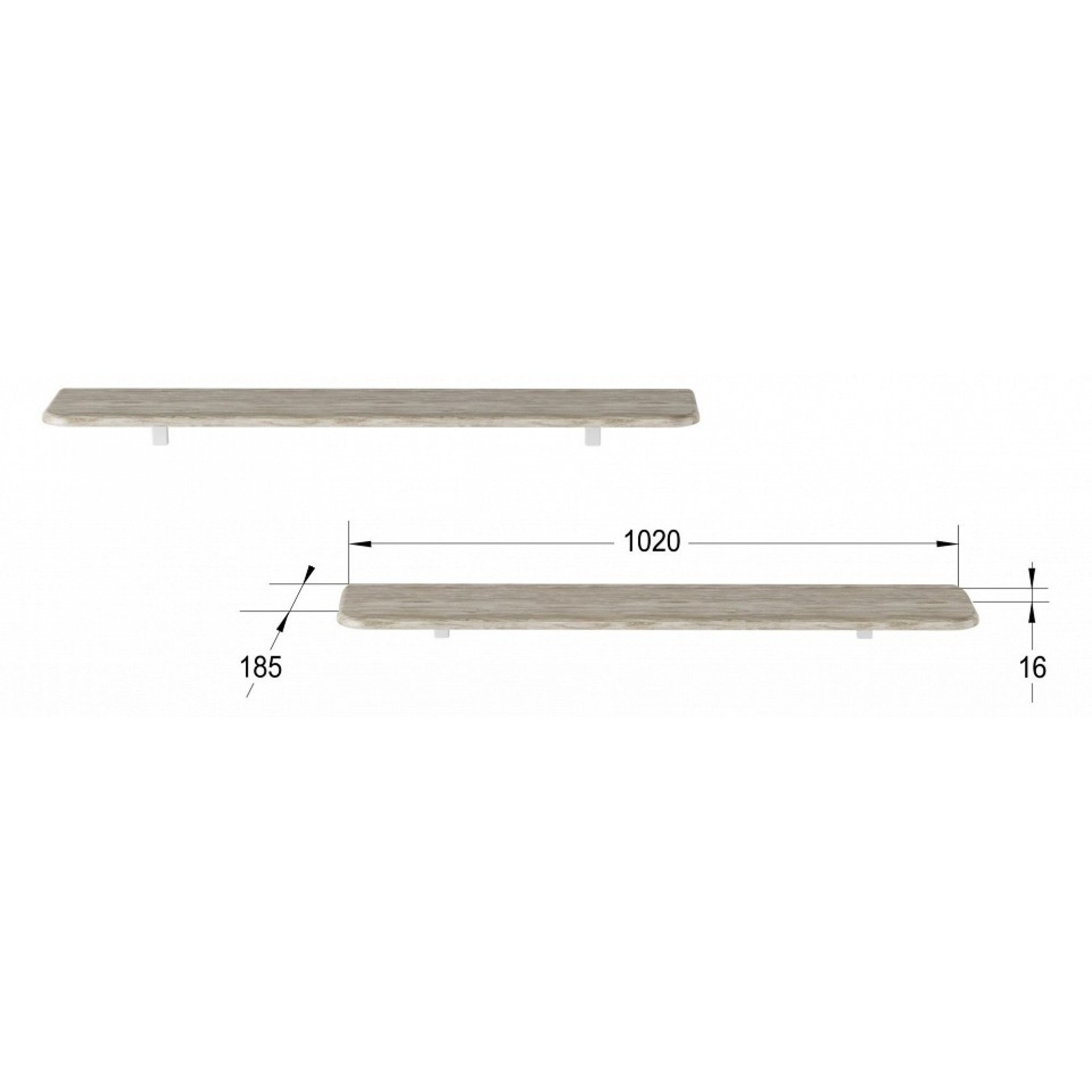 Набор из 2 полок навесных Сочи 1020 древесина коричневая светлая дуб 1020x185x16(KLF_8664029804)