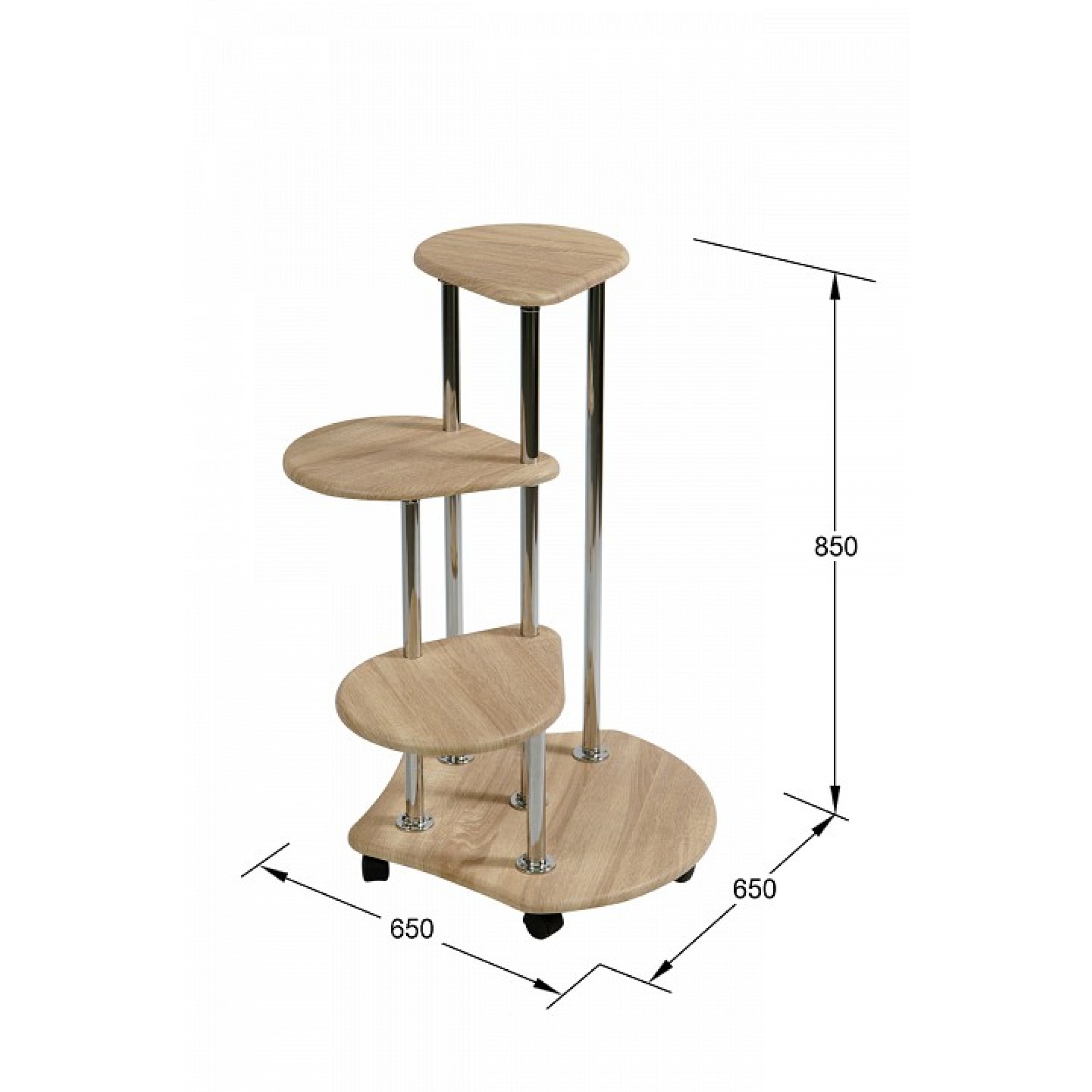 Подставка для цветов Троечка древесина коричневая светлая дуб 650x650x800(KLF_5695716608)