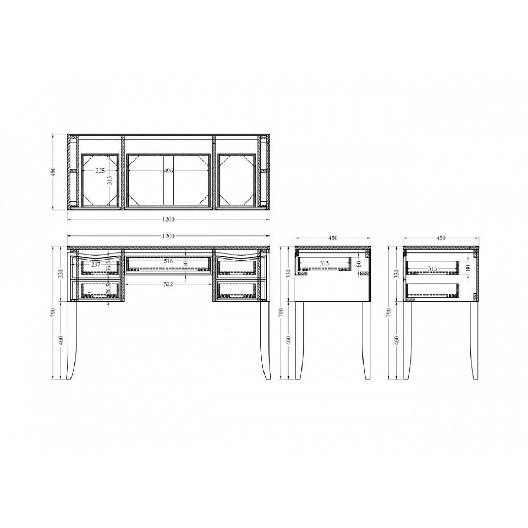 Стол туалетный KFG127 бежевый 1200x450x790(GRD_TT-00007345)