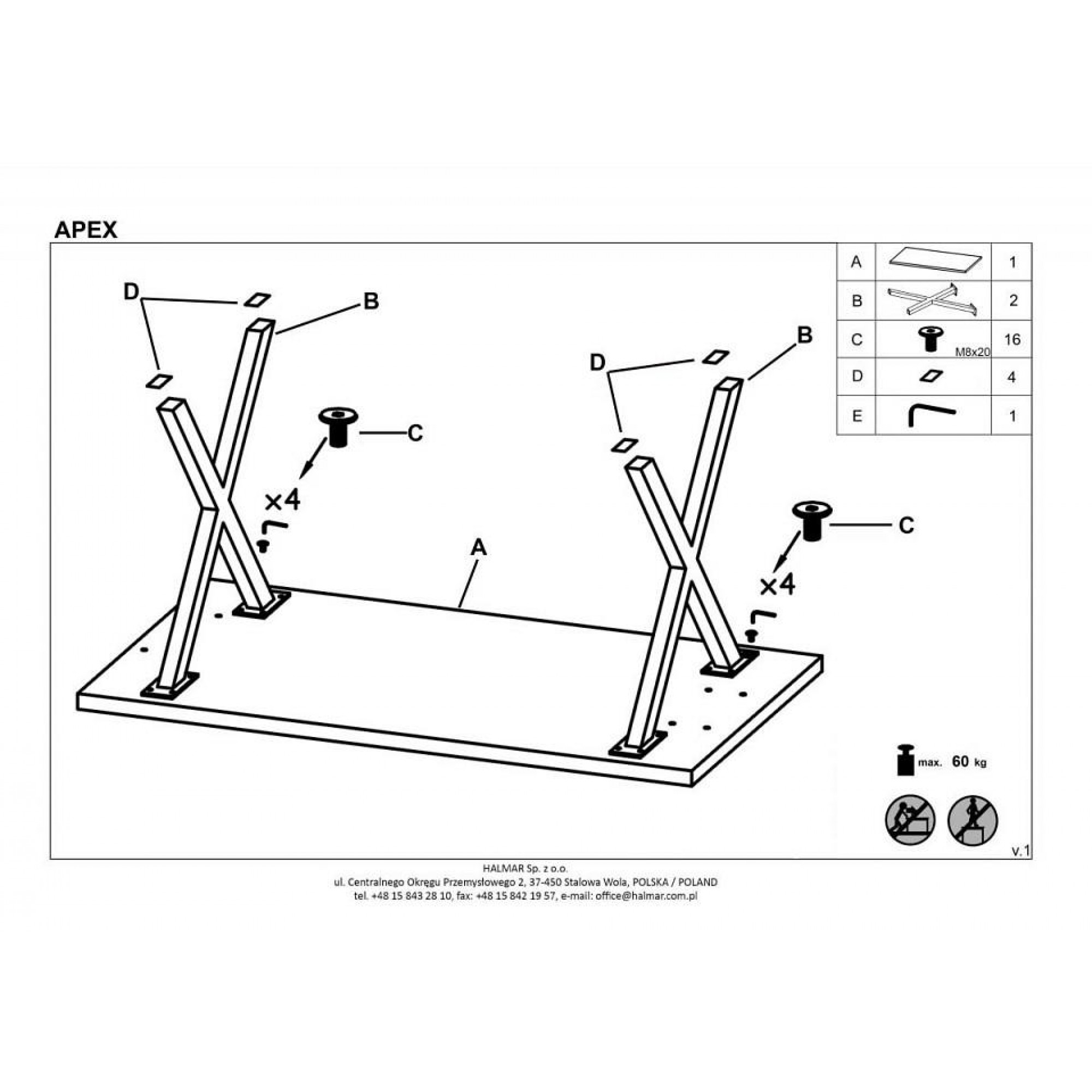 Стол обеденный Apex V-PL-APEX_120-ST-DREWNO_LITE