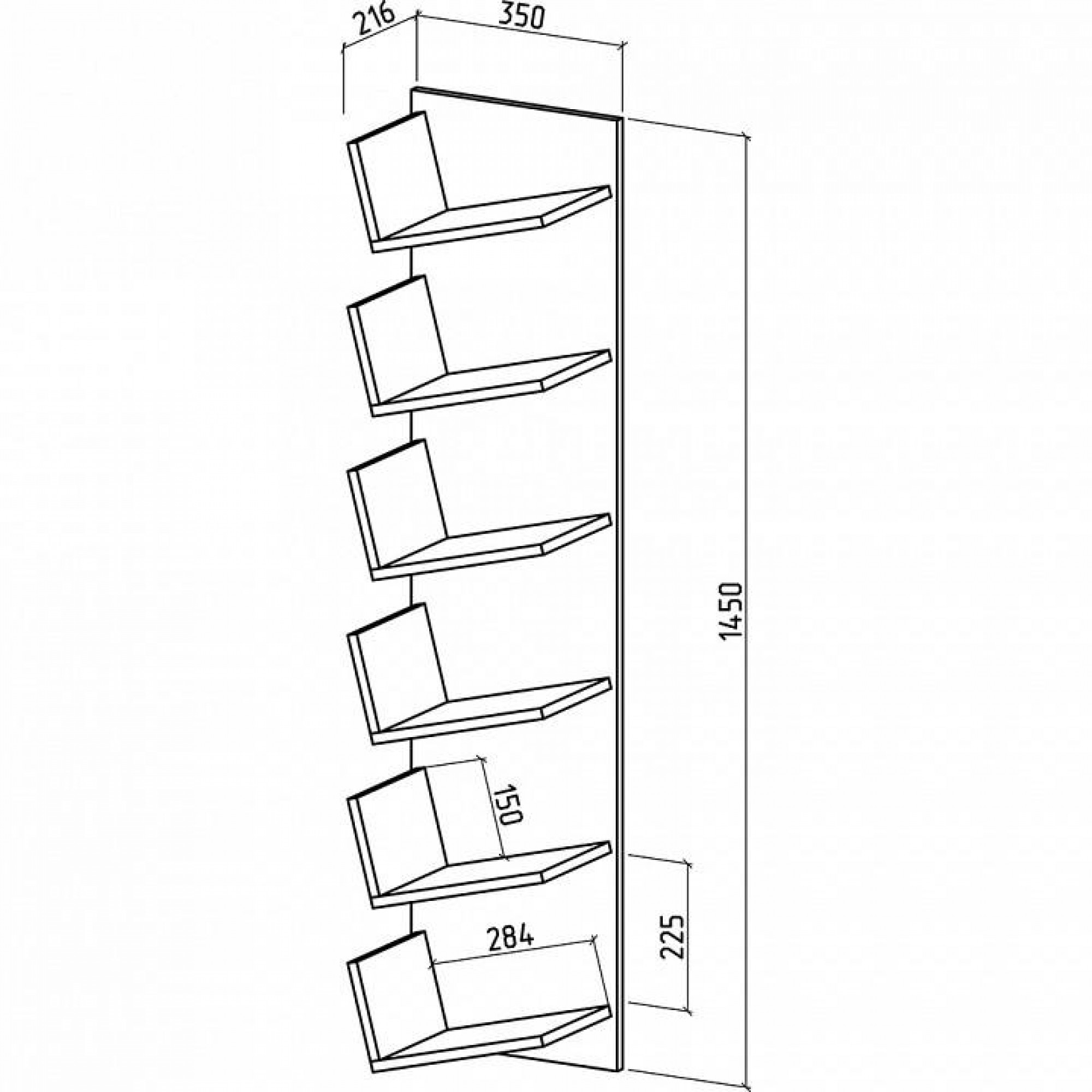 Полка книжная Чайка-4    MAS_PNCH-4-DZ