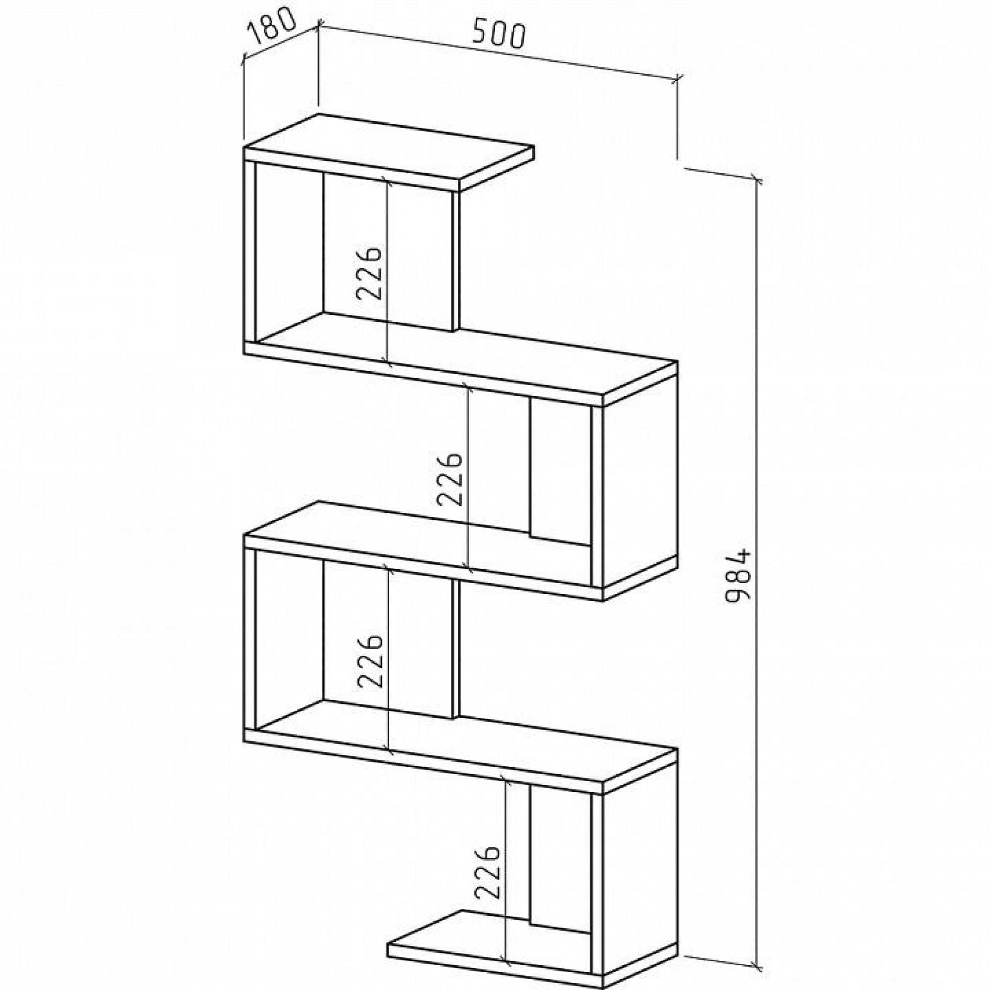 Полка книжная Грейс-2    MAS_PNG-2-DM