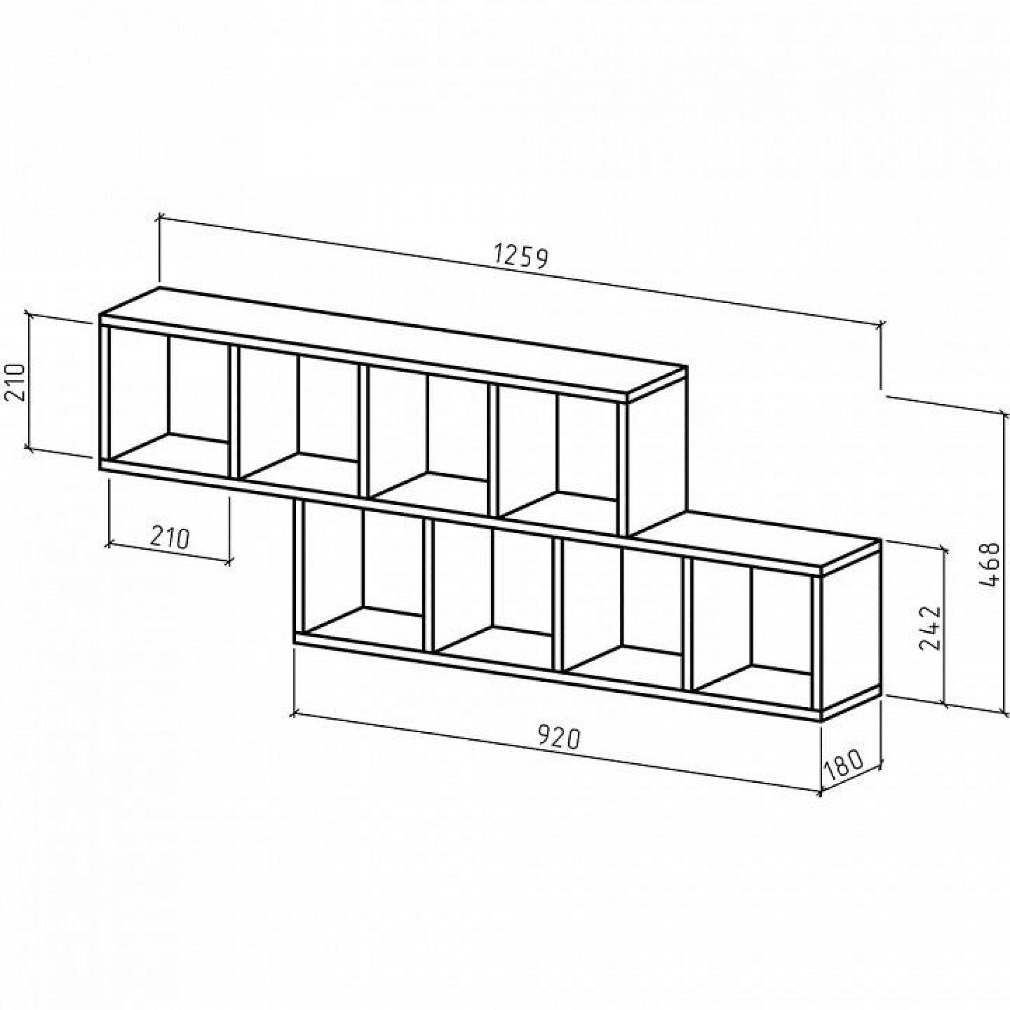 Полка книжная Вайс-7    MAS_PNV-7-DS