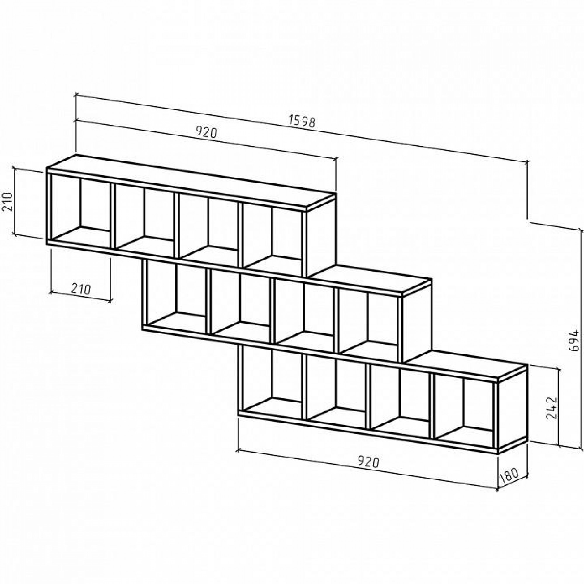 Полка книжная Вайс-8    MAS_PNV-8-DAT