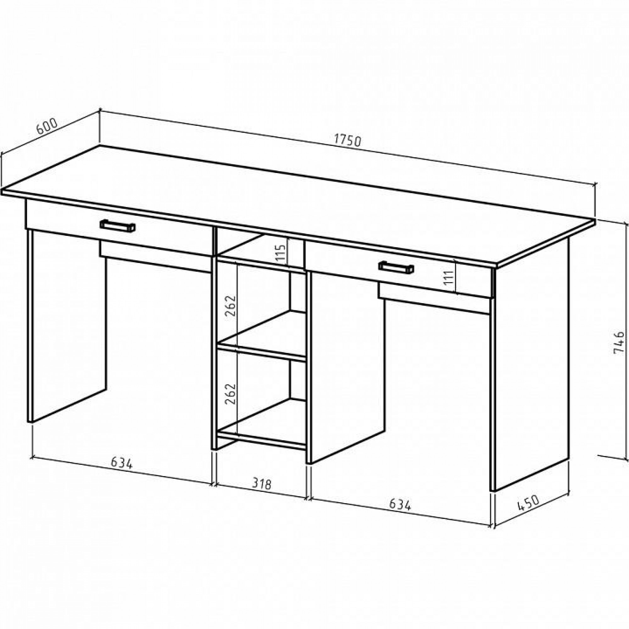 Стол письменный Лайт-10Я    MAS_PSLT-10YA-DSB