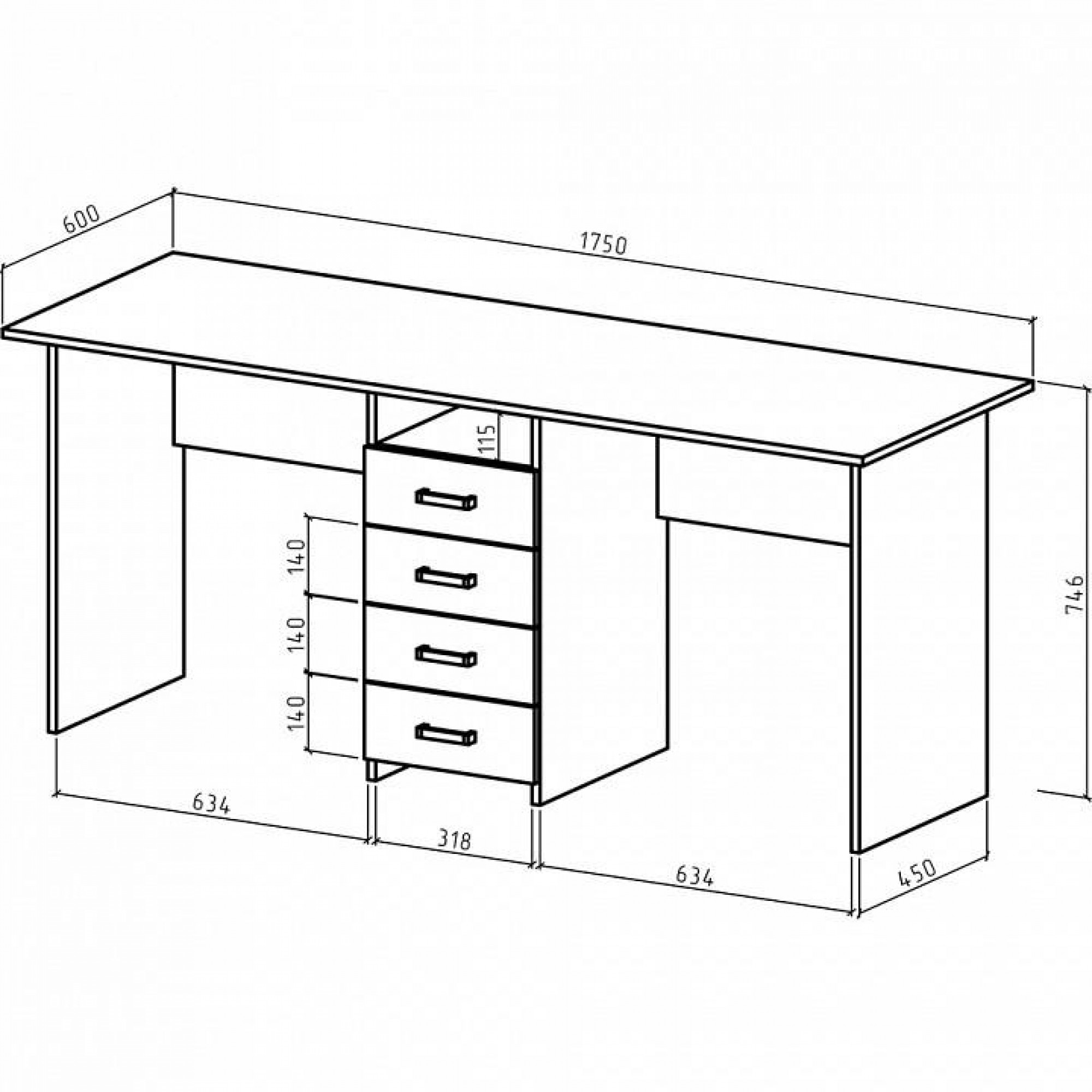 Стол письменный Лайт-11    MAS_PSLT-11-DS