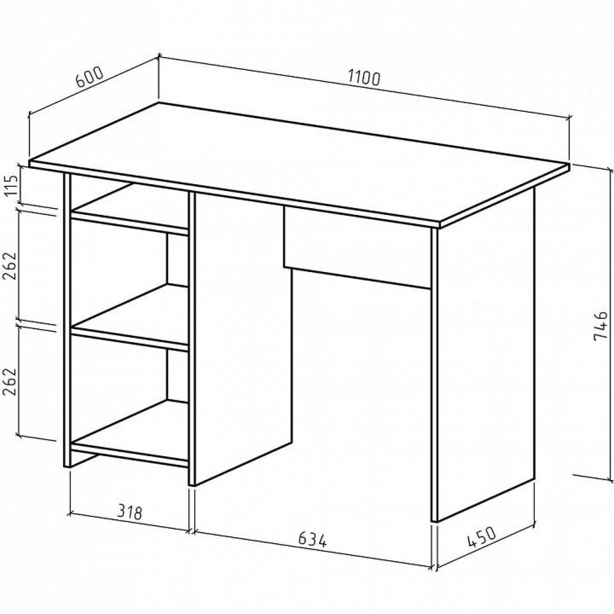 Стол письменный Лайт-2    MAS_PSLT-2-DSB