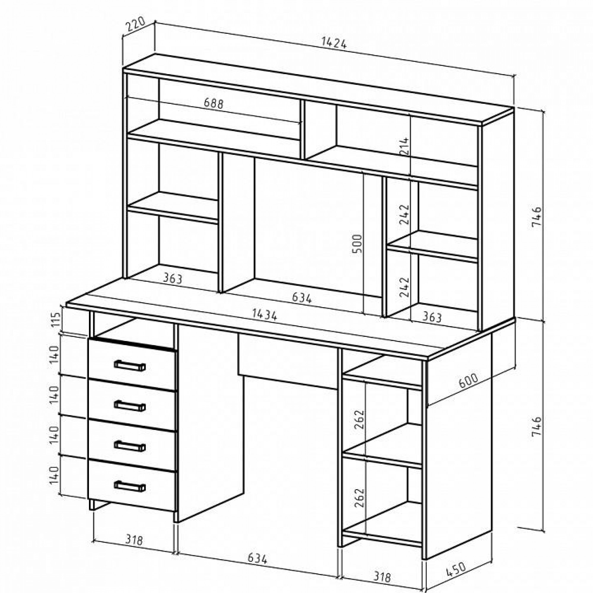 Стол компьютерный Лайт-8 СН    MAS_PSLT-8-SN-DSB