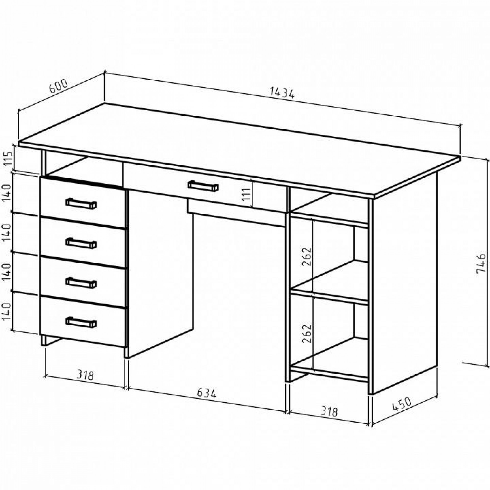 Стол письменный Лайт-8Я    MAS_PSLT-8YA-DS