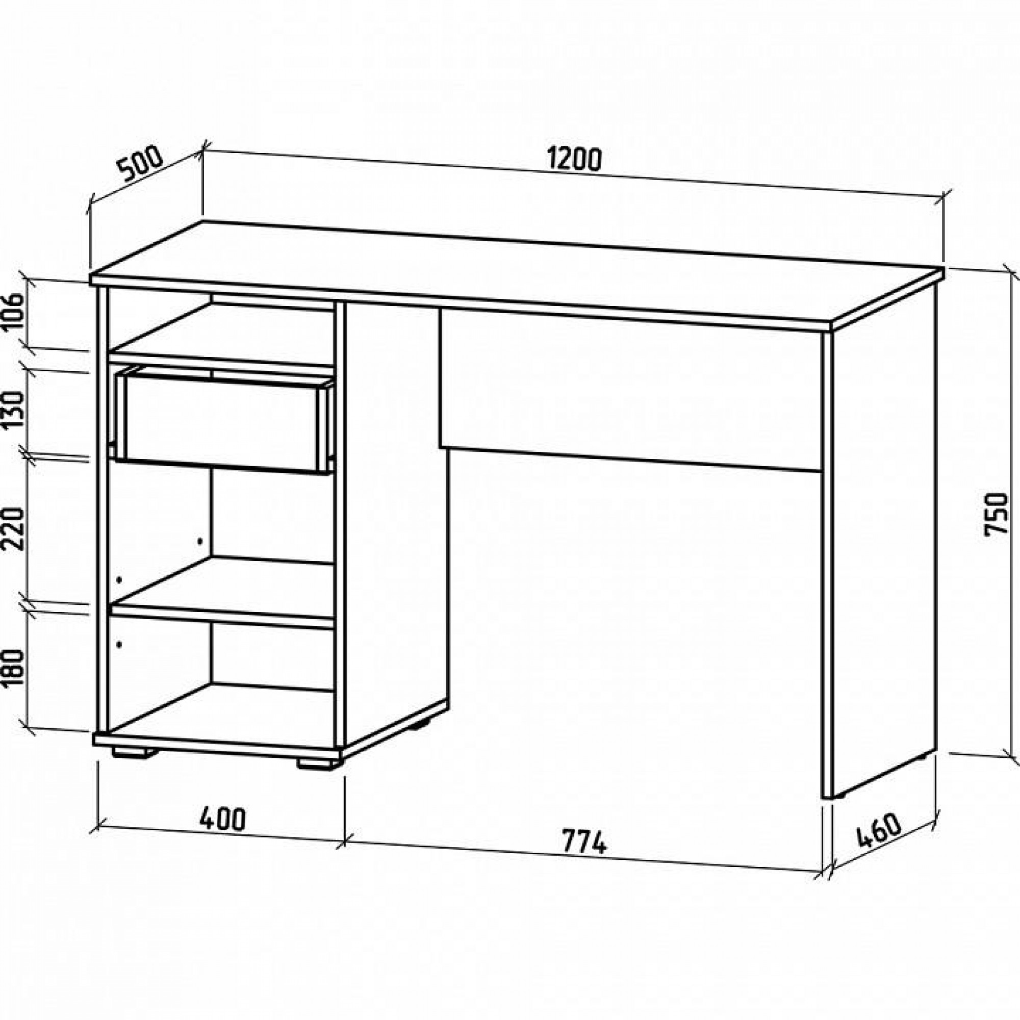 Стол письменный Тунис-2    MAS_PST-2-DSB