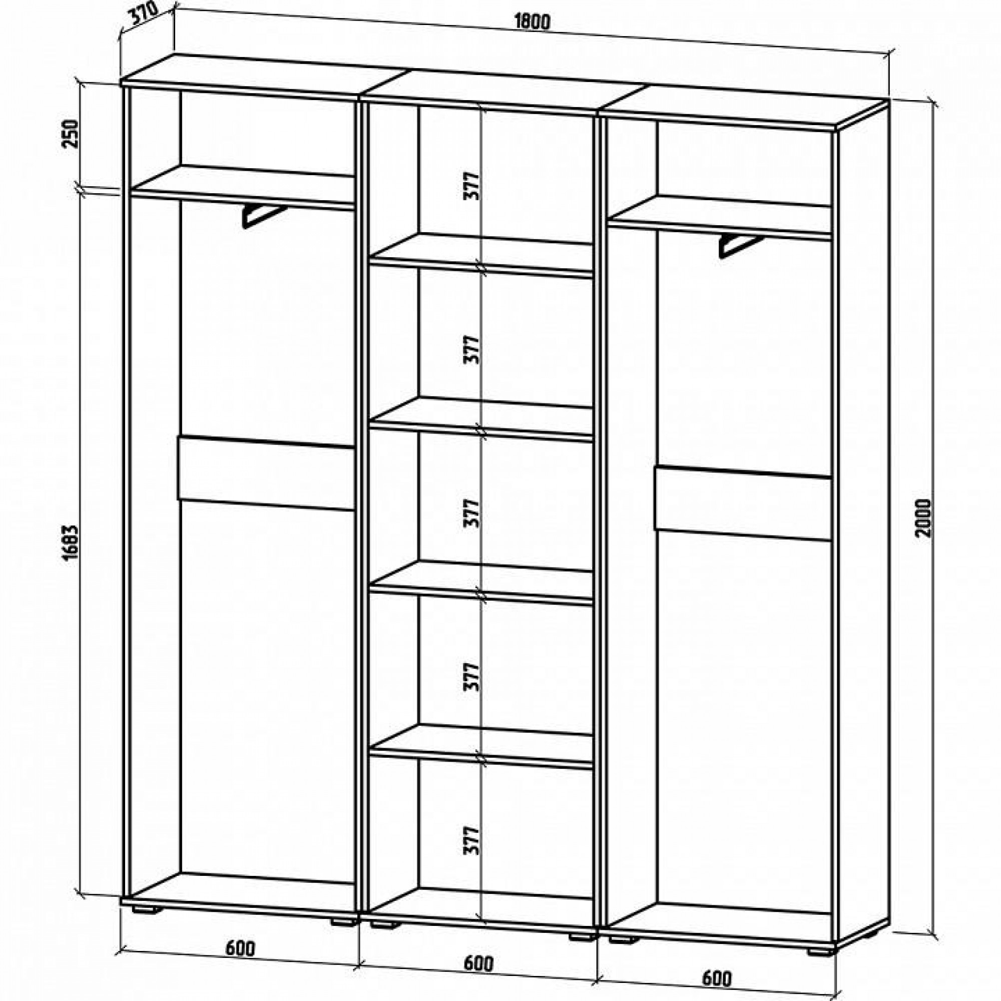 Шкаф платяной Тунис-9    MAS_SHT-9-DSB