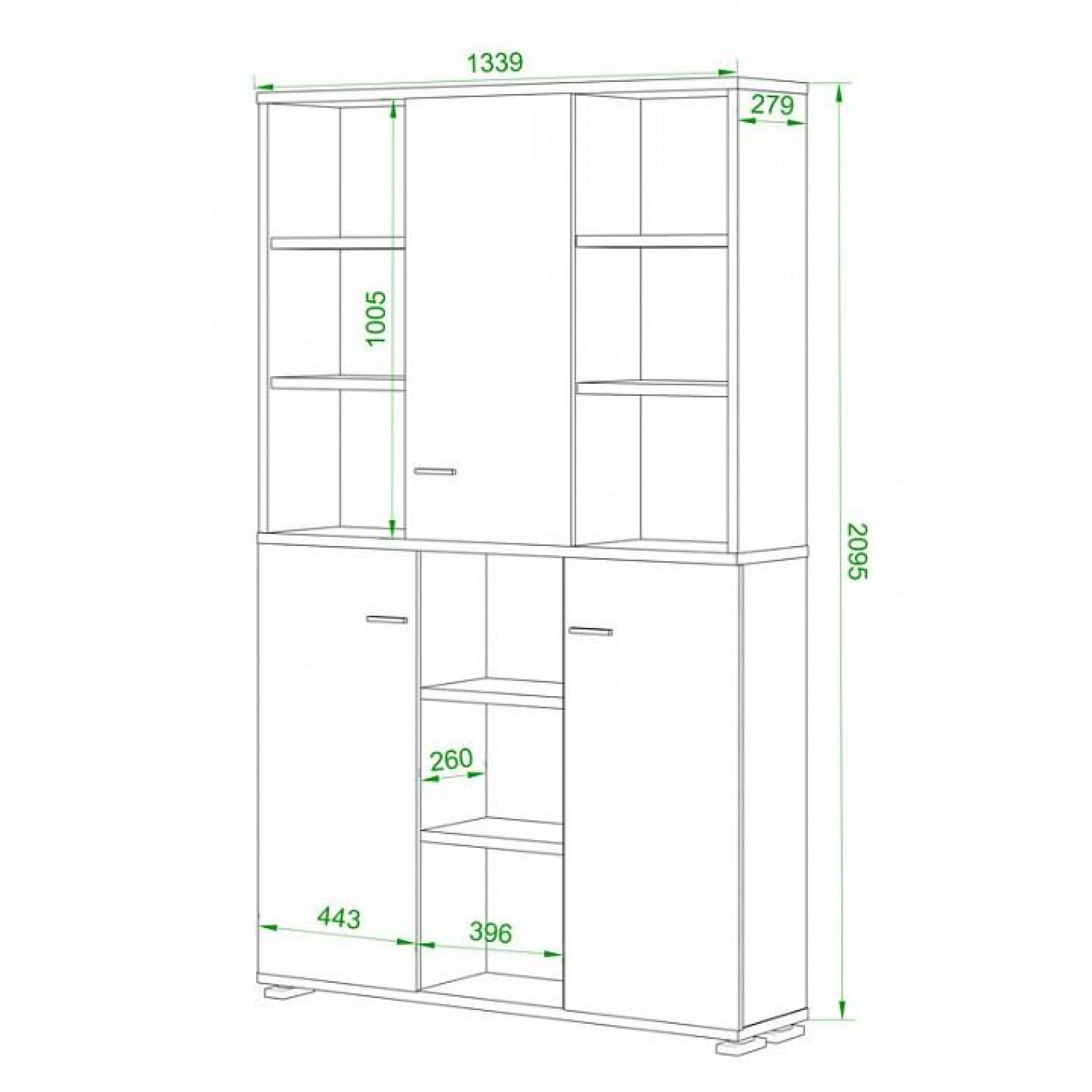 Шкаф книжный Домино ПУ-40-3    MER_PU-40-3_KSH