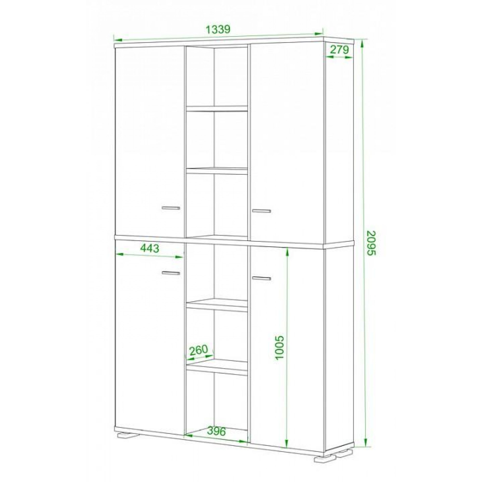 Шкаф книжный Домино ПУ-40-5    MER_PU-40-5_BE