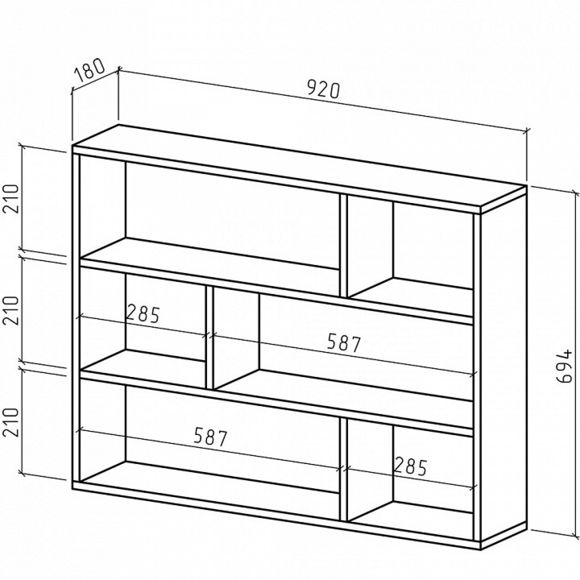 Полка книжная Реал-2    MAS_PNRE-2-DM