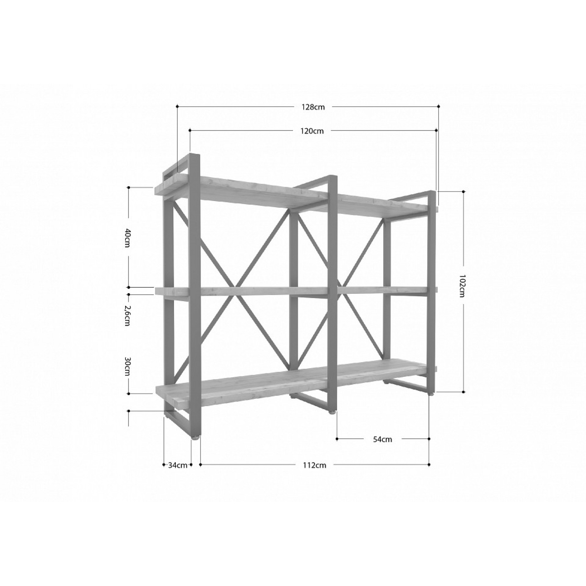 Стеллаж Айсберг Лофт 120x102-3    FSN_4s-sice-120-120-3-9003-vatan